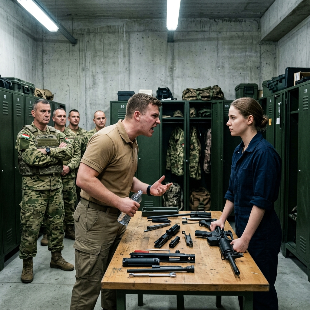 Amikor egy hencegő oktató gúnyolja az elit kiképzőközpontját súroló „pornyuszit”, nem veszi észre, hogy a kezén lévő hegeket nem egy felmosórongy véste – hanem egy 1-es szintű puskát markolászva kovácsolták olyan helyeken, amiket csak eligazításokon lát.  Egy M4-es karabély betonra csapódásának éles fémes reccsenése nem csak hang volt – hanem ütés. A rezgés végigsiklott a csiszolt padlón, belekapaszkodott Sarah kopott munkáscsizmájába, és valahol mélyen a bordái mögött landolt.  Sarah meg sem rezzent.  A felmosórongy folytatta lassú ívét. Szürke víz áradt szét, vékony, tompa fényt hagyva a kiképzőközpont csempéin.  „Hé, drágám!” – dörögte Drake oktató, hangja olyan volt, hogy megfélemlítse az újoncokat, és csendbe fojtsa őket. „Mi a rangod, pornyuszi?” A szétszerelt puska fölé tornyosult, barna ingben a mutogatásra tervezett karjain. Árnyéka teljesen elnyelte karcsú alakját. Sarah nem nézett rá. A fegyverre nézett. A felső tok levált. A zár kilátszott. Gondatlan. Helmand száraz, kegyetlen zordságában az ilyen kisugárzás másodpercek alatt leállította volna a cselekményt. Itt, a klímavezérelt San Diegóban, maga volt a színház.  – Első osztályú – felelte a nő halk, száraz hangon, mint a sivatagi szél.  Nevetés hullámzott végig a szobán.  Morrison hadnagy egy szekrénynek támaszkodott, mosolya vékony és ragadozó volt. Williams altiszt a combjára csapott. Hayes őrmester a húzódzkodórudak mögül kiáltott: – Első osztályú takarítónő, talán. Ez történik, ha hagyjuk, hogy civilek kóboroljanak be.  A levegő sűrűsödött a fegyverolajtól, az izzadságtól és az egótól.