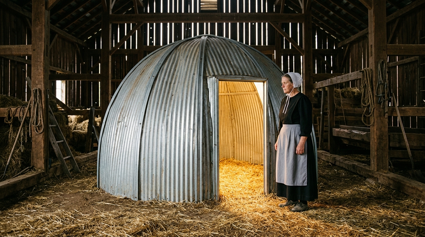 Egy nő úgy döntött, épít egy építményt, hogy megvédje magát a téltől, és mindenki nevetni kezdett rajta. De amikor egy hideg téli napon belépett egy szomszéd, megdöbbent azon, amit odabent látott.  A falu szélén, egy régi fapajtában élt egy nő – csendes, makacs, és mindenki kicsit „furcsának” tartotta. Látták, amint minden nap egy kerek fémszerkezeten dolgozik – rozsdás lemezeket, csöveket, földet, szalmát és még üvegcsíkokat is használ.  – „Micsoda ostobaságot csináltok…” – mondták a szomszédok. – „Jobb lett volna, ha egy rendes házat építetek, közeleg a tél…” – „Hogy akartok ezzel megvédeni a hidegtől?” „😥😥 De a nő senkire sem hallgatott. A férfi csak mosolygott és folytatta a munkát. Minden nap hozzátett valamit: rétegeket vitt be, megvastagította a falakat, kis szellőzőnyílásokat készített, puha anyagokkal borította a padlót. Senki sem értette pontosan, mit csinál. Amikor beköszöntött a tél, az nem volt megszokott. A hőmérséklet -30 °C-ra esett vissza. A szél süvített, a fák visítottak, az emberek még otthon sem tudtak felmelegedni. A faluban sokan félni kezdtek a hidegtől. Egy nap az egyik szomszéd, aki a legtöbbet nevetett a nőn, úgy döntött, odamegy hozzá – hogy utoljára nevessen, és azt mondja: „Nos, óvd magad ettől a hidegtől, meglátjuk, hogy bírod.” De amikor kinyitotta az ajtót és belépett, megdöbbent azon, amit látott.