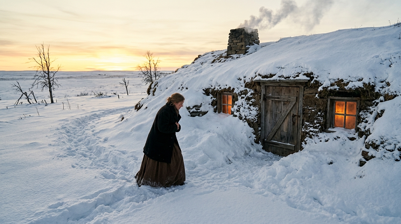 Egy nő reggel elhagyta a házat, és néhány órával később visszatért, de amikor elérte a küszöböt, és furcsa hangokat hallott a házból, kinyitotta az ajtót, és amit belül látott, sokkolta őt. A nő korán ébredt, tüzet rakott a kandallóban, megbizonyosodott róla, hogy meleg van a házban, majd sötét kabátját felvéve kilépett a hóval borított udvarra. Ezúttal az útja szokatlan volt. Úgy döntött, hogy messzire megy — a fák mélyére, ahol néhány nappal korábban véletlenül felfedezett egy régi, elfeledett fa ládát. Ez a láda nem hagyta nyugodni. Érezte, hogy valami fontos van benne. Az út nehéz volt: a hó a térdéig ért, de ő makacsul ment előre. Amikor megérkezett a helyszínre, sokáig ásta a havat, és végül előhúzta a ládát. Amikor kinyitotta, régi leveleket és egy kis mechanikus eszközt talált benne, amely egy órára hasonlított, és lassan ketyegett.