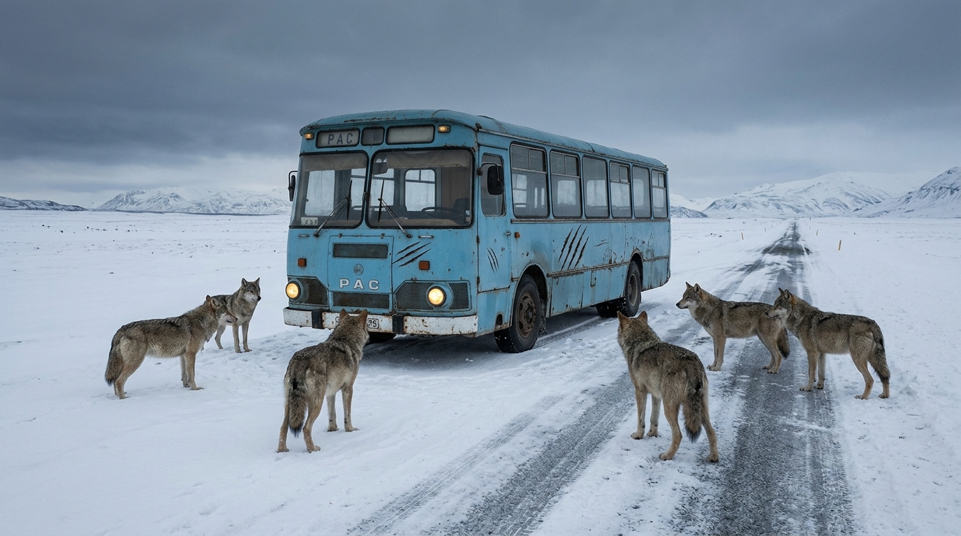 Egy farkasfalka vette körül a buszt, de a ragadozók nem támadtak: az utasok rémülten figyelték a vadállatok tetteit, de ami ezután történt, mindenkit megdöbbentett 😲😱 A busz magabiztosan, de óvatosan haladt az úton, mintha tudná, hogy ma nem hibázhat. A kerekek lassan gurultak a döngölt havon, néha kissé megcsúsztak a jeges foltokon, és a sofőr azonnal korrigálta az irányt, hogy elkerülje a megcsúszást. Kint igazi téli vihar tombolt. A hó sűrű falként esett, és a szél olyan erősen süvített, hogy úgy tűnt, letépi a tetőt, és a fehér űrbe sodorja. A buszon meleg volt, de az emberek még mindig vastag ruhákban és sálakban ültek. Az ablakok bepárásodtak, és jégmintákat rajzoltak ki. Néhányan kinéztek az ablakon, próbálták kivenni az utat, mások csendben várták a legközelebbi falut. A sofőr – egy ötvenes éveiben járó, fáradt arcú, erős kezű férfi – lassan és elszántan vezette a buszt. Évek óta vezette ezeket az utakat, és tudta, hogy télen a hibák megbocsáthatatlanok. Főleg ilyen időben.  De hirtelen szeme összeszűkült.  Elöl, a hófátyolon keresztül valami mozgott.  Először azt hitte, csak hótorlaszokat fúj a szél az úton. Aztán azt gondolta, hogy kutyák lehetnek. De a következő pillanatban hideg borzongás futott végig a gerincén.  Nem kutyák voltak.  „Ez nem lehet…” – motyogta magában halkan.  Az alakzatok tisztábban látszottak. Először egy. Aztán még egy. És még egy. És még egy. Szürke, megnyúlt alakok lassan kibukkantak az útra, és megálltak közvetlenül a busz előtt.  Farkasok. Nem egy vagy kettő. Tucatnyi.  A sofőr hirtelen fékezett. A busz kissé megingott, a kerekek csikorogtak a jégen, és mindössze néhány méterre a tömegtől állt meg.  Bent csend lett.  – Mi történt?.. – kérdezte halkan egy nő a hátsó ülésről. De senki sem válaszolt. Mert már mindenki értette.  Az emberek elkezdtek felállni, az ablakokhoz közeledni, ingujjukkal letörölgetni a bepárásodott üveget. És a következő másodpercben tompa rémület futott végig a buszon. — Farkasok… — suttogta valaki.  A falkák közvetlenül előttük álltak. És nem csak előttük. Ahogy az utasok előre néztek, farkasok kezdtek feltűnni oldalról és hátulról. Lassan, szinte hangtalanul mozogtak, könnyedén lépkedtek a havon, mint az árnyékok. Szemük csillogott a szürke fényben, nem morogtak, nem támadtak. Egyszerűen körülvették a buszt. Mintha tudnák, mit csinálnak. – Támadni akarnak… – mondta egy férfi remegő hangon az ablakból. – Csukják be az ajtókat! – kiáltotta egy nő. – Betörik az ablakokat… – suttogta valaki más. A sofőr olyan erősen szorította a kormánykereket, hogy kifehéredtek az ujjai. Nem mozdult, csak bámult előre, próbálva megérteni, mi történik. Furcsa volt. A farkasok nem a szokásos módon viselkedtek. Nem futottak, nem mutogatták a fogaikat, nem próbáltak támadni. Mozdulatlanul álltak, mintha várnának valamire.  És hirtelen az egyikük közelebb lépett. Aztán egy másik. És abban a pillanatban történt valami, ami megrémítette az összes utast 😲😨