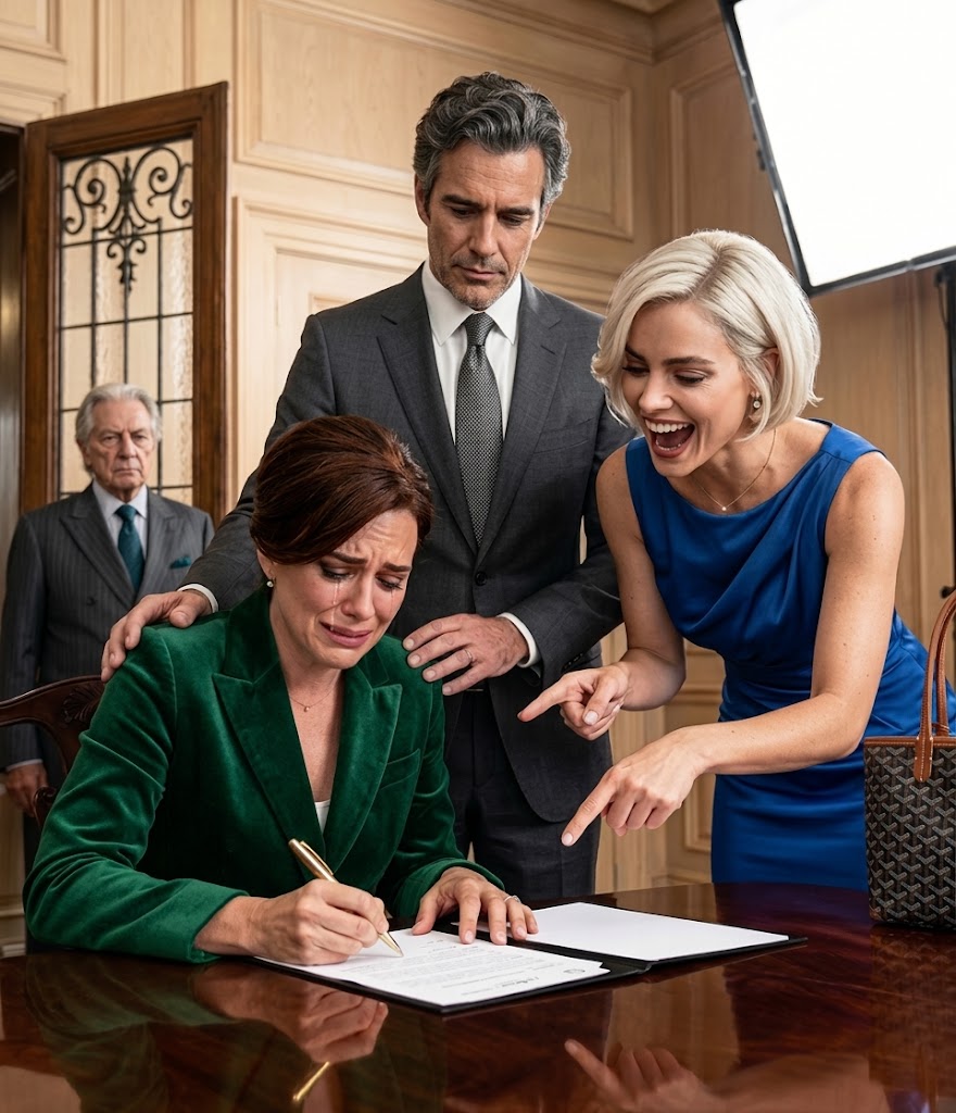 Elle signa les papiers du divorce en silence – personne ne savait que son père milliardaire la regardait de derrière…