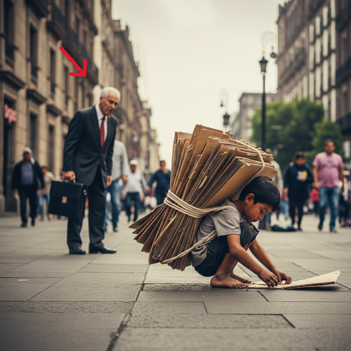 Amikor Alvaro Santa Cruz először meglátta a gyereket, nem azt hitte, hogy dolgozik, hanem azt hitte, eltévedt. Kedd délután volt a Reformáció Sétányán. A forgalom lassan haladt. A kürtök keveredtek a város állandó zajával, és az emberek elsétáltak anélkül, hogy bárkire is néztek volna. Alvaro éppen akkor hagyta el az irodáját. 62 éves, kifogástalan öltönyben, drága órával, az élete kézben tartotta. És akkor meglátta: egy alacsony, sovány fiút, akinek egy barna kockás deszkája túl nagy volt a testéhez képest.  Lassan sétált, rendkívüli figyelemmel bámulta a földet. Az egyik kezében egy átlátszó műanyag zacskót tartott, a másikban semmit. Alvaro megállt mellette anélkül, hogy észrevette volna. A fiú lehajolt, észrevett valamit a padlón, habozott, elvette, megmentette, három lépést tett, megismételte. Nem kértem pénzt, nem néztem az emberekre, nem tűntem kétségbeesettnek, volt egy módszerem. Az emberek csak úgy mászkáltak, mintha nem is léteznének. Mindenki számára a táj része volt, mint egy közlekedési lámpa, mint egy tálalószekrény, mint a szmog. De Alvaro már 30 éve mintákat olvasott, és az a fiú nem véletlenszerűen mozgott.  – Indulunk, Don Alvaro? – kérdezte Ramiro, a sofőrje.  Alvaro nem válaszolt. A srác megállt egy italbolt előtt. Sült marhahús illata töltötte be a levegőt. A kis fickó mély lélegzetet vett. Lenyelte a nyálát, de nem ment be. Nem kérdezett. Nem nézett a sarokba szorított kocsira, továbbment. Álvaro összevonta a szemöldökét. Néhány méterrel odébb a gyerek egy tamales kocsihoz közeledett. A hölgy azonnal felismerte. – Miguelito, na ne, fiam, ma repedések vannak.  A fiú alig mosolygott, és bólintott. – Köszönöm, Ms. Lupita. Aztán én léptem.  A nő erősködött. A fiú ismét tisztelettudóan tagadta. Összeborzolta a haját. A gyerek először elmosolyodott, és elment. „Nem fogad el ételt” – gondolta Alvaro. „Miért?”. A srác egy háztömbnyit arrébb ment, majd valami furcsát csinált. Egy sarokhoz közeledve idő előtt átkelt az úton. Feleslegesen megpördült. Elkerült egy furgont, ahol több férfi dohányzott és hangosan nevetgélt. Alvaro anélkül is megértette, hogy bárki elmagyarázta volna neki. Nem hanyagság volt, hanem túlélés.  -Ramiro -mondta végül -, 30 perccel elhalasztja a találkozót, a befektetői találkozót. -Igen.  Álvaro elindult. Nem tudtam, miért. Csak azt tudtam, hogy nem mehet el. A fiú bement egy kis gyógyszertárba. Álvaro kint várt. Az üvegen keresztül látta, ahogy a fiú érméket vesz elő a zsebéből, és egyesével számolja őket. A gyógyszerész fejben tagadta. Egyszerűen nem volt elég. Miguel letette az érméket, megköszönte, kiszállt. Nem sírt, nem panaszkodott, csak leült a padra, és kinyitotta a táskáját. A gyógyszerész régi újságokat vett elő, gondosan szétterítette őket, és az ujjával elkezdte olvasni a hirdetéseket. Alvaro gombócot érzett a mellkasában. Nem szemetet gyűjtöttem, hanem időt. A fiú felkelt és még néhány háztömbnyit sétált, mígnem egy régi, zöld épülethez ért, melynek erkélyein ruhák lógtak. Felment a második emeletre, kopogtak. Épp most nyílt ki az ajtó. Két lány rohant ki és megölelték. Mögötte egy idős férfi kerekesszékben. Az ajtó be volt zárva. Alszik… 👇 Olvasd el a teljes történetet az első kommentben!