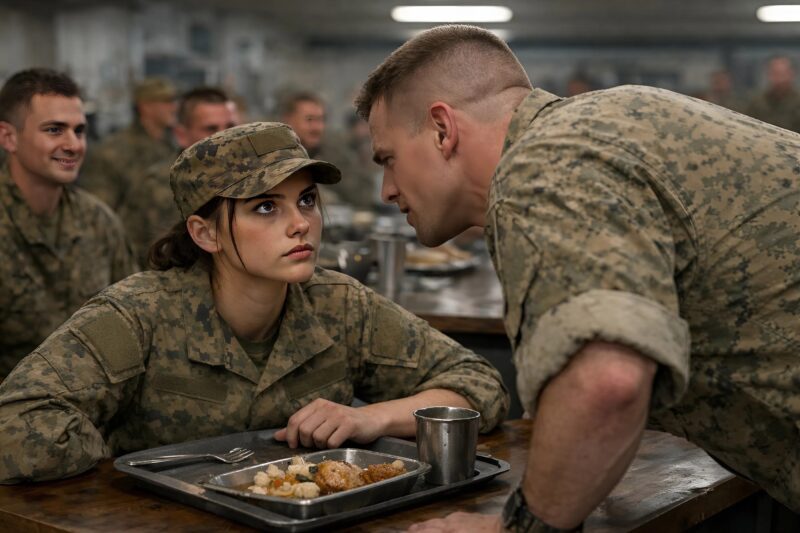 這名士兵羞辱了這名新兵，卻不知道她的真實身分：起初她保持沉默，但隨後她說出的一句話卻斷送了這名年輕士兵的職業生涯。