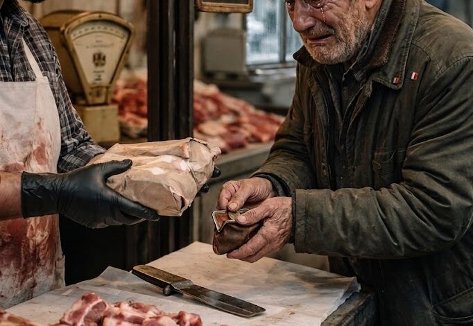 Jede Woche kam der alte Mann zum Metzger und kaufte immer die gleiche Menge Knochen „für den Hund“