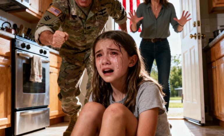 Her cruel stepmother made the little girl work so hard that she bled and fell unconscious from fatigue. The moment her soldier father came home without warning and saw her, he shouted in horror….The sound of glass breaking echoed through the narrow kitchen. “Clean it up. Now!” Melissa’s voice cracked like a whip.