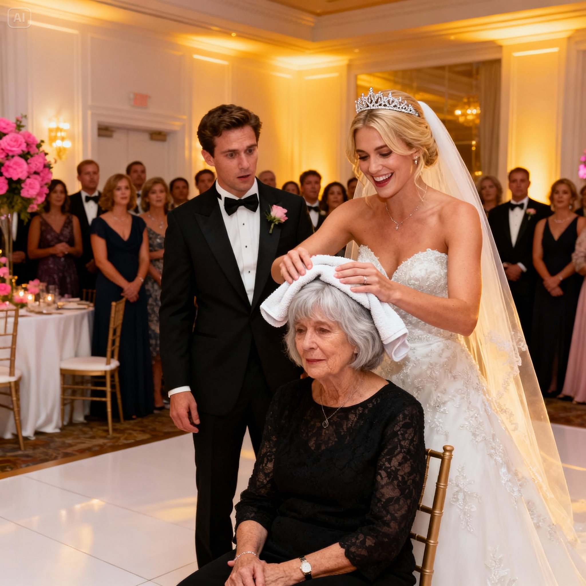 At my grandson’s lavish wedding, the bride sneered at the quilt I made, laughing before four hundred guests that she’d shove it in the basement. She didn’t know the next thing my grandson did would shatter the wedding—and her fortune….The ballroom shimmered with crystal chandeliers and champagne laughter. Every detail of Ethan McAllister’s wedding to Amanda Price screamed money — from the imported orchids lining the aisle to the live orchestra flown in from New York. I stood quietly near the back, clutching a small box wrapped in ivory paper. Inside was my gift — a handmade quilt, stitched from remnants of fabric I’d saved since Ethan was a child. Every square held a story: his first Little League jersey, his mother’s old Sunday dress, even a piece from the plaid shirt his late grandfather wore every Christmas morning.