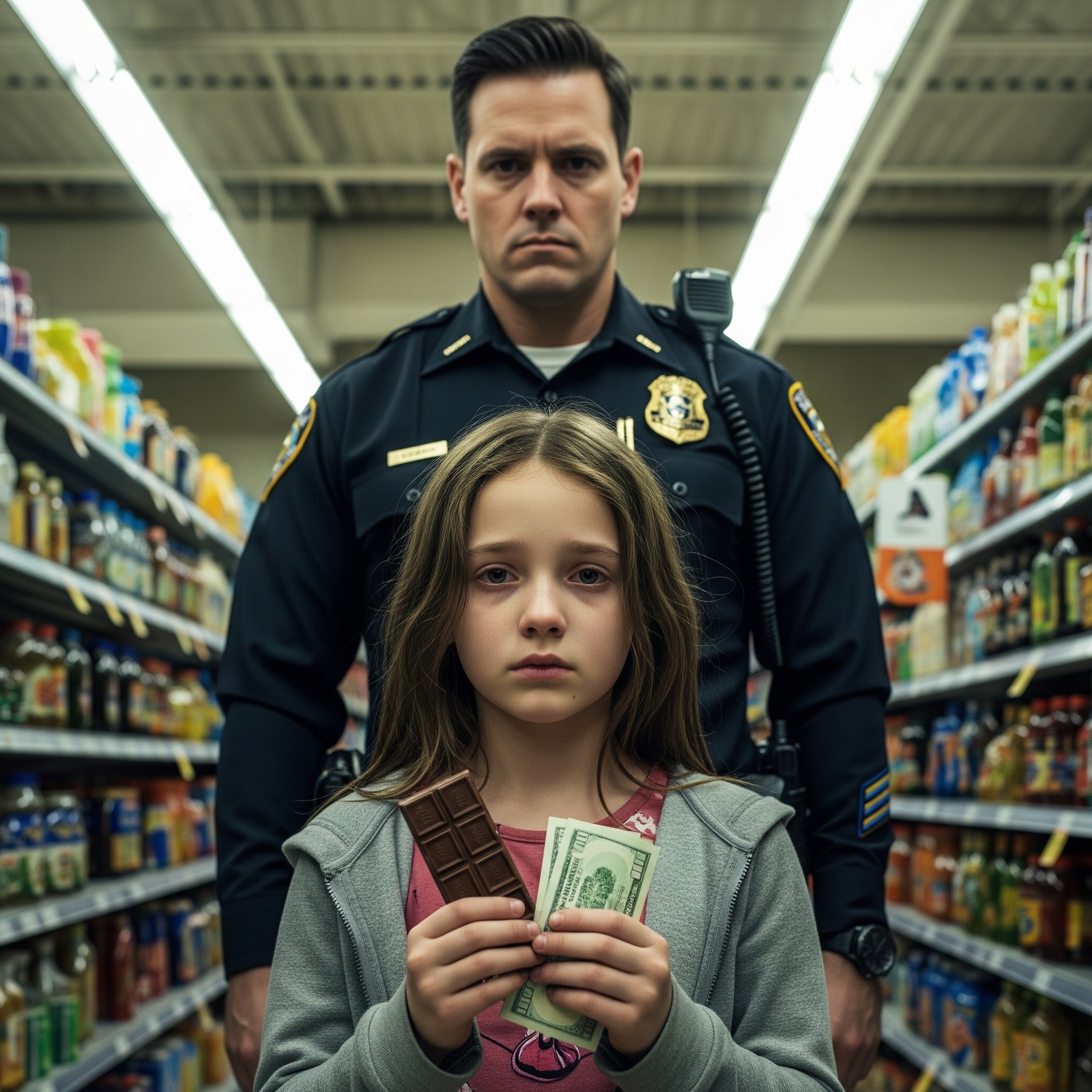 A cop humiliated my 8-year-old daughter in public — accusing her of theft, calling her “trailer trash,” and dragging her out of a supermarket. When I arrived after my babysitter’s call, my response ended his career….