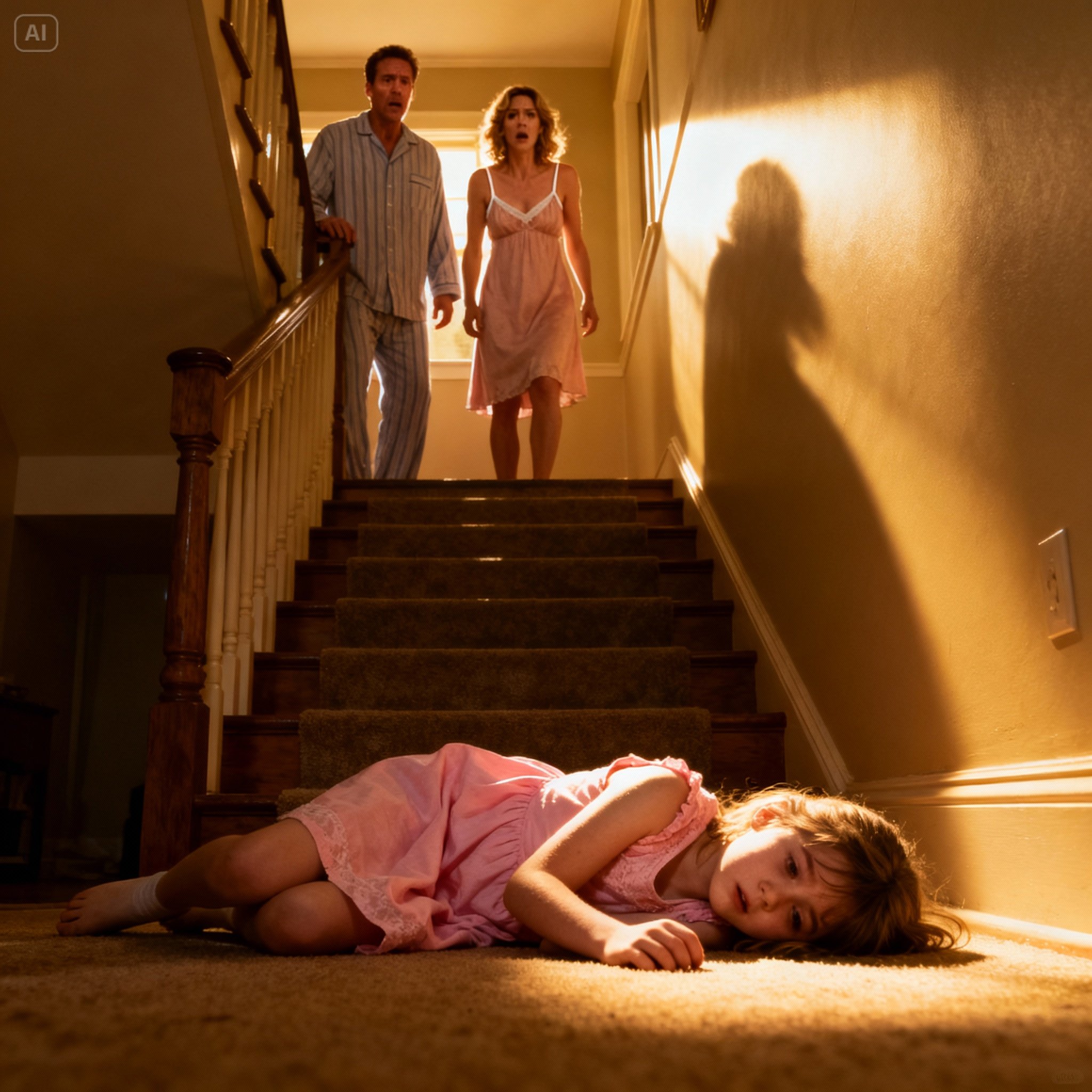 The call came from the hospital: my seven-year-old daughter had been rushed to the ER. I raced there, heart pounding, and found her barely conscious. “Mom, I’m sorry… Dad was with Aunt Serena in your bed. When they saw me, he threw me down the stairs. They’re still there, drinking whiskey…