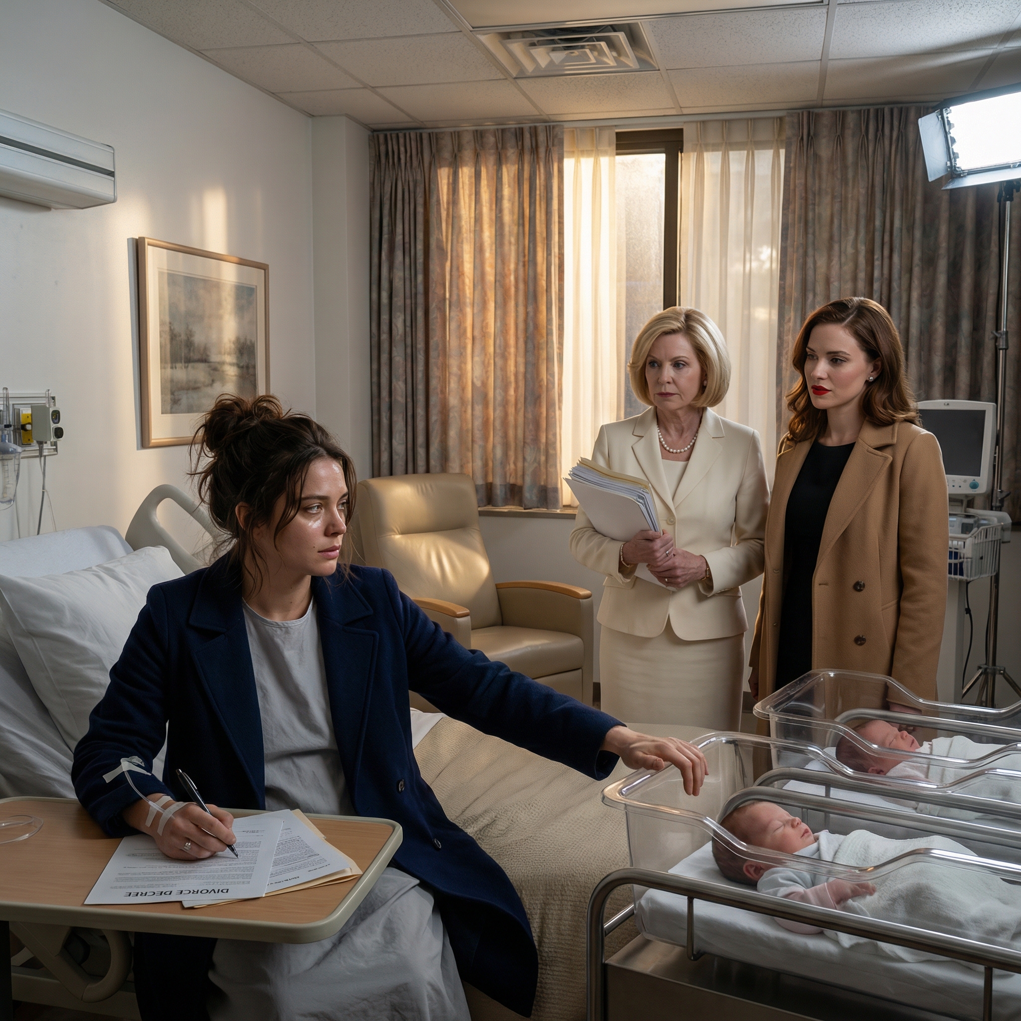 Three Days After I Delivered Twins, My Mother-In-Law Arrived At My Hospital Door With My Husband’s Mistress And A Stack Of Divorce Papers. “Take $22 Million And Sign This. I Only Want The Kids.” I Signed And Vanished That Same Night. By Morning, She Realized Something Had Gone … Horribly Wrong.