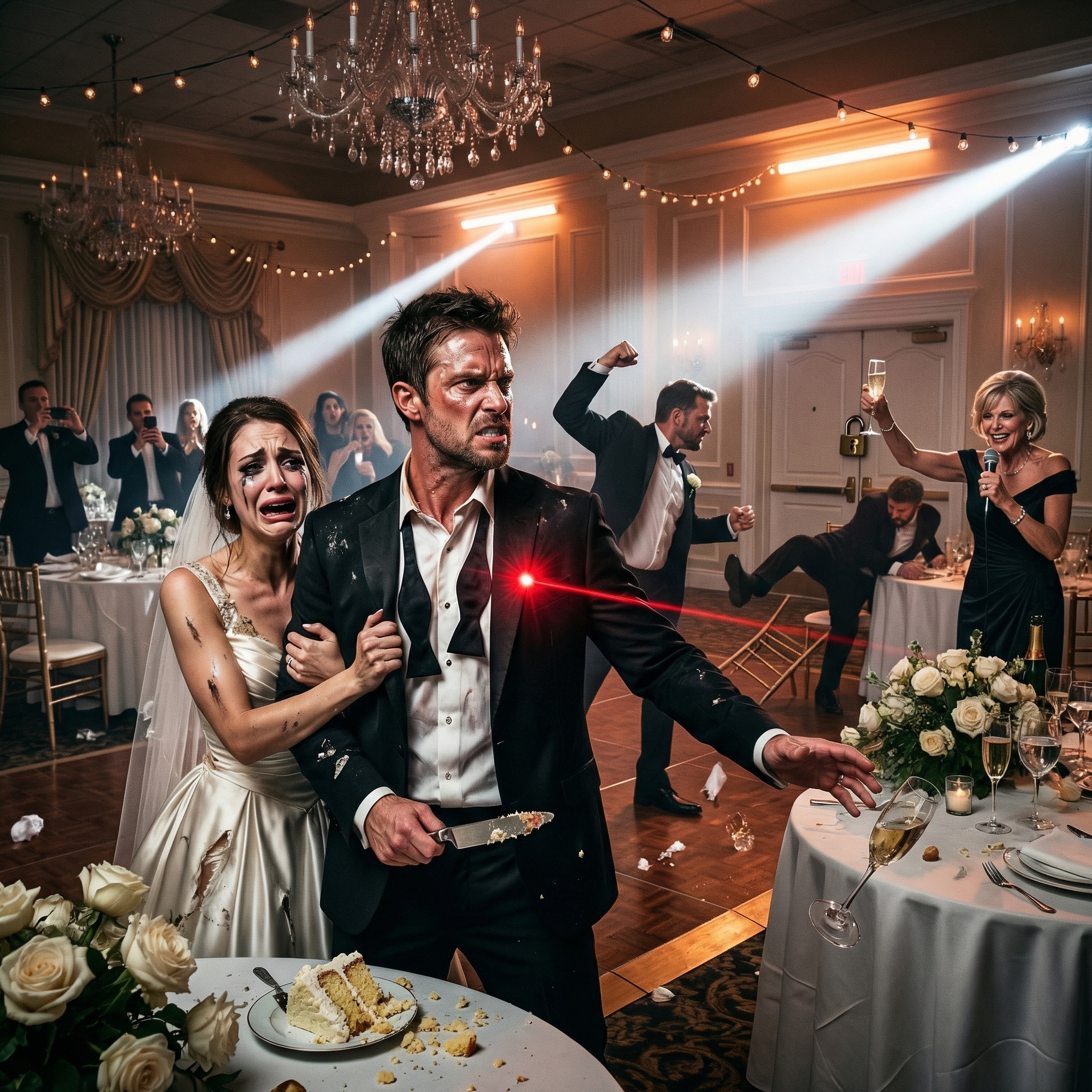 I Was Slicing The Cake When I Noticed A Red Dot On My Chest. My Mother-In-Law Grinned And Lifted Her Glass. She Didn’t Call Security. She Called A Hit Squad. They Bolted The Doors And Killed The Power. My Wife Shouted, “Mom, Stop!” Her Mother Cackled Into The Mic, “Say Farewell, Darling. The Inheritance Is Mine.” She Assumed I Was Just A Groom. She Forgot I Was A Navy Seal. I Snatched A Cake Knife And Murmured To My Wife, “Close Your Eyes.” By Sunrise, The Wedding Was A Graveyard; What I Did To Them Was Brutal…
