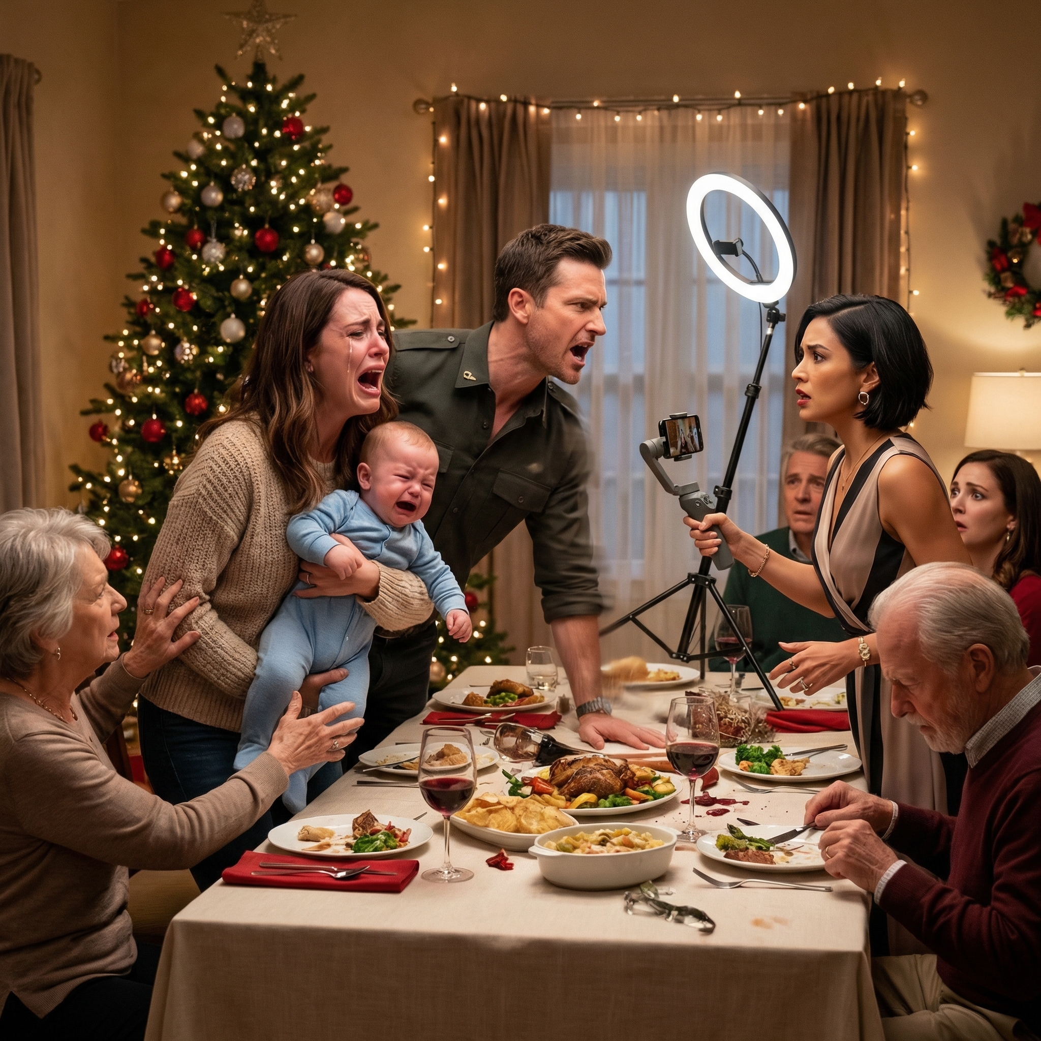 My Sister Smacked My Baby At Christmas Dinner—Then Claimed I Was “Being Dramatic.” Everyone Stayed Silent, Until My Military Commander Husband Stood Up, Locked Eyes With Her, And Said, “Leave.” She Never Returned.