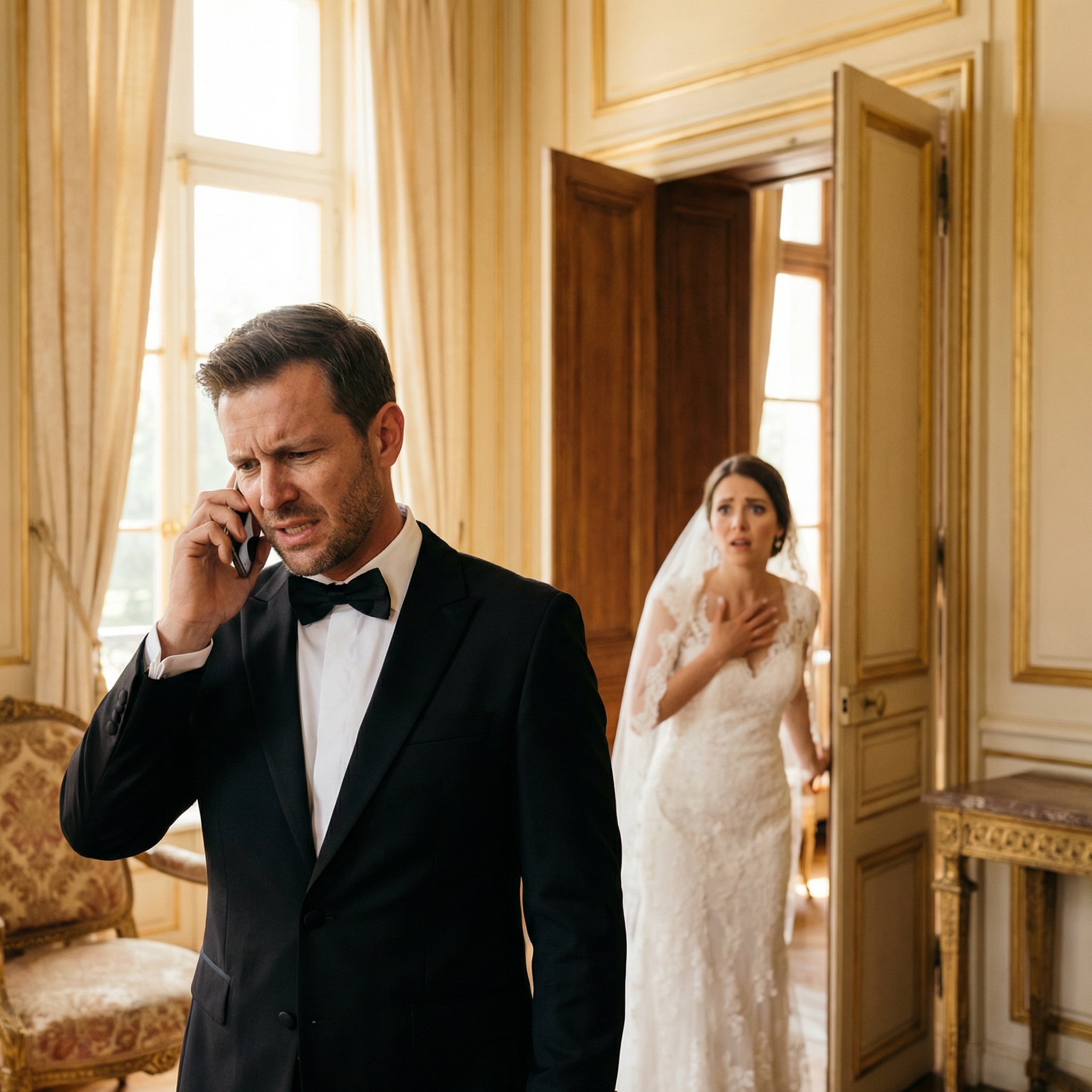 Just Minutes Before the Wedding, He Was Whispering to His Mistress, But After the Bride Heard His Scheme to Take Her Family’s Fortune, She Marched Down the Aisle Smiling and Shattered His Perfect Life at the Altar Before Everyone Watching