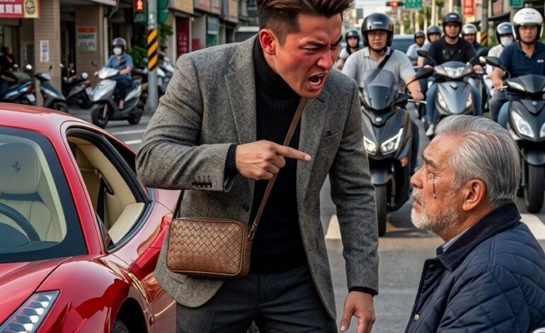 他從鋥亮的豪華轎車裡走出來，徑直走到繁忙的十字路口，只為當眾羞辱一位被困在人行道上的殘疾退伍老兵。他自以為財力雄厚，可以凌駕於他人之上——卻全然不知遠處傳來越來越響的轟鳴聲，預示著他犯下了自己特權人生中最嚴重的錯誤。