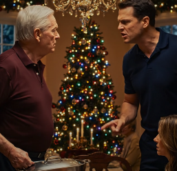 « VA-T’EN ! TU N’ES PAS INVITÉ ! » m’a hurlé mon gendre quand j’ai essayé de m’asseoir à la table du dîner de Noël qu’il avait dressée. Il avait dû oublier qu’il était chez moi. Je me suis levée calmement, je suis allée vers la porte d’entrée et j’ai fait quelque chose qui a choqué tout le monde. 