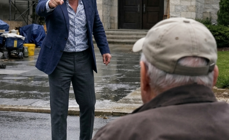 那位百萬富翁怒氣沖沖地從他裝有空調的豪宅里走出來，威脅要起訴我們，就因為他珍貴的意大利石板上沾了一滴水——但街對面那位坐在輪椅上的安靜鄰居的舉動，卻讓我的整個團隊瞠目結舌，也永遠地改變了我們衡量財富的方式。