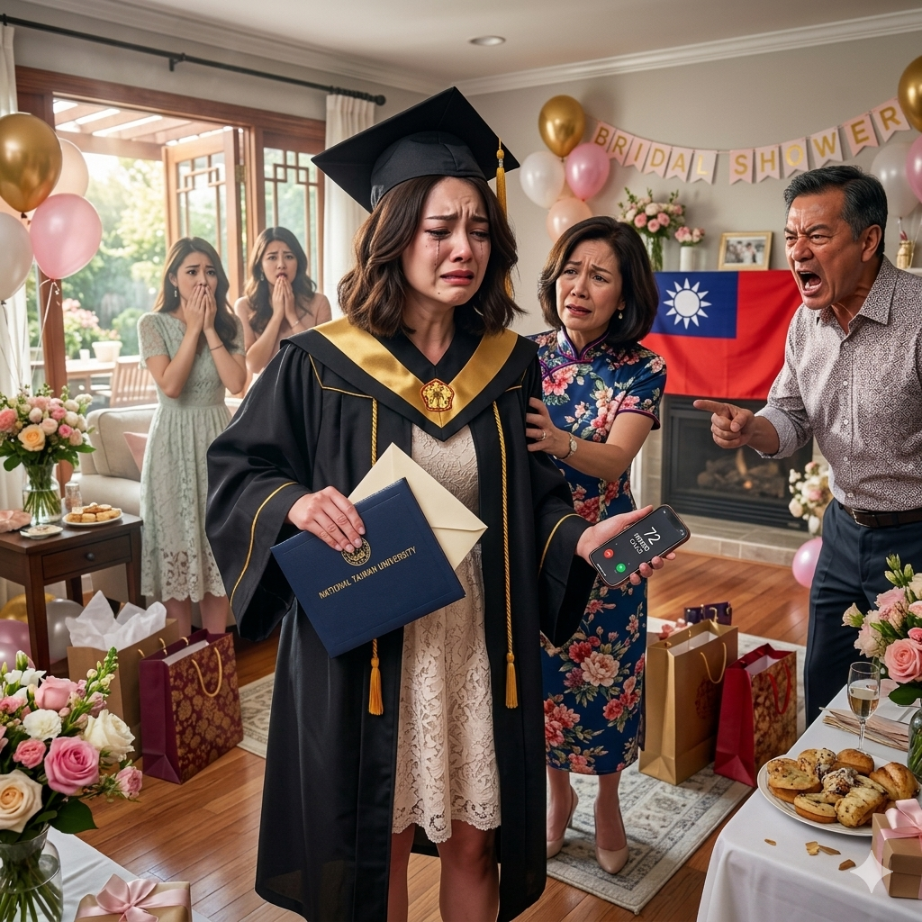 因為家人忙著慶祝我姊姊的婚前派對，所以我錯過了我的碩士畢業典禮。但當我打開畢業證書夾時，卻發現裡面有一個奇怪的信封。還沒等我看清信封上的字，我的手機就開始震動，顯示有72個來自家裡的未接來電。