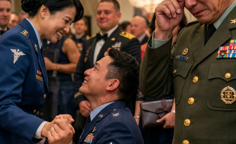 在武裝部隊團結舞會上，在水晶吊燈和一排排熨燙整齊的製服下，他悄悄地嘲諷她「不過是醫療支援人員」——但幾分鐘後，當她走到舞池中央，邀請一位坐在輪椅上的受傷軍官跳舞時，房間裡最令人畏懼的將軍卻再也掩飾不住自己的淚水。