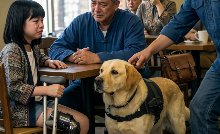 殘疾女孩在一家安靜的咖啡館裡請求坐下——「她只需要一會兒，」我說。這時，那人伸手去拿她的拐杖，但我的服務犬走到他們中間的那一刻，整個房間的人都意識到，這不再是一個普通的下午了。