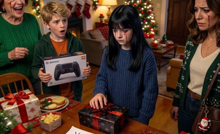 Le jour de Noël, ma mère a offert la toute nouvelle console de jeux à la fille de ma sœur. Ma fille n’a rien reçu d’autre qu’un mot : « Tu ne vaux rien. » Ma mère a ri et a dit : « Pourquoi gaspiller un cadeau pour elle ? » Ma sœur a souri en coin et a ajouté : « Ouais, c’est juste une pauvre fille. » Ma fille n’a pas dit un mot. Elle a discrètement posé un cadeau sur la table et est sortie avec moi. Mais quelques minutes plus tard, des cris ont retenti dans la maison.