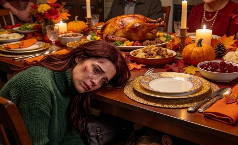 Mes parents avaient préparé le repas de Thanksgiving pour la famille. Mais à peine mon fils et moi avions-nous commencé à manger que nous nous sommes effondrés. Ma vision s’est brouillée et le monde autour de moi a commencé à s’estomper. J’ai alors entendu ma mère murmurer : « Enfin… le calme et la tranquillité. » Ma sœur a ri et a dit : « Merci d’avoir disparu, tous les deux. » Rassemblant mes dernières forces, j’ai saisi la main de mon fils et lui ai murmuré : « Ne bouge pas… reste tranquille. » Ce qui s’est passé ensuite était totalement imprévisible.