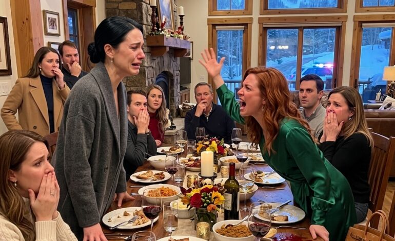 Au dîner de Thanksgiving, ma sœur m’a crié : « Pourquoi tu gâches l’esthétique de mon chalet de ski à 3,5 millions de dollars ? » J’ai souri et j’ai répondu : « Tu n’es pas propriétaire. Tu n’es qu’une intruse. » À ce moment-là, tout a basculé… La police est arrivée.