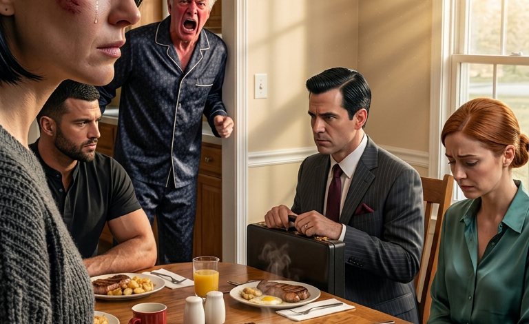 Mon mari m’a frappée quand j’ai découvert son infidélité. Le lendemain matin, réveillé par l’odeur de sa viande préférée, il m’a dit : « Alors tu sais que tu avais tort, hein ? » Mais en voyant qui était assise à table, il a hurlé de panique.