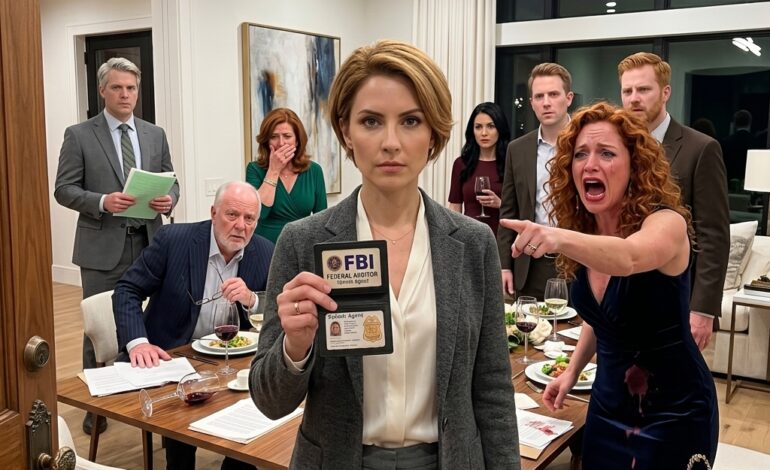 « Ce n’est qu’une simple comptable », lança ma belle-sœur avec un sourire narquois devant tout le monde. L’homme à la porte sourit. « Simple ? C’est l’inspectrice fédérale qui enquête sur votre entreprise demain. » Et là… je sortis mon badge.