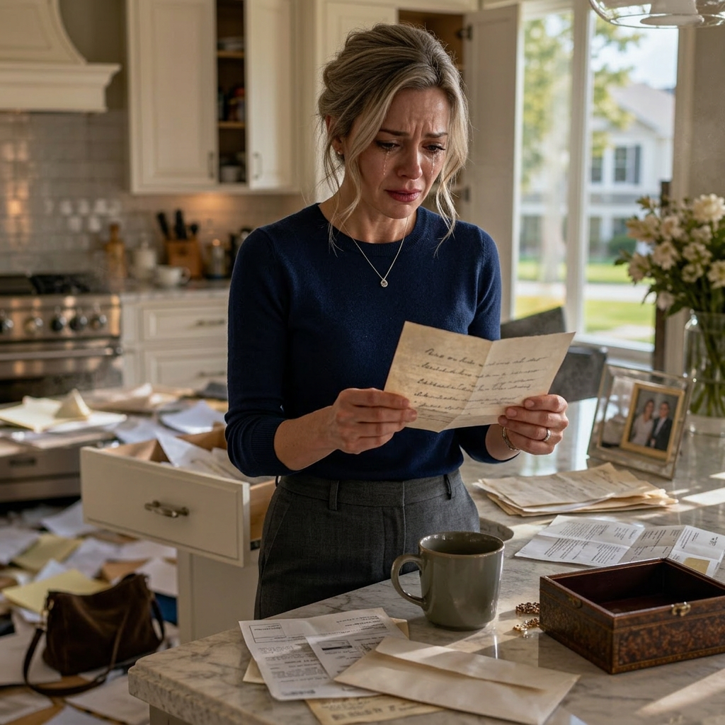 Mon mari a laissé un mot manuscrit disant : « J’ai trouvé mieux, et je prends la moitié de tout », puis il a disparu avec le coffret à bijoux de ma grand-mère — mais il n’a jamais su que l’enveloppe scellée qu’elle avait cachée pour moi dans mon coffre-fort privé transformerait sa trahison parfaite en la plus grande erreur de sa vie.