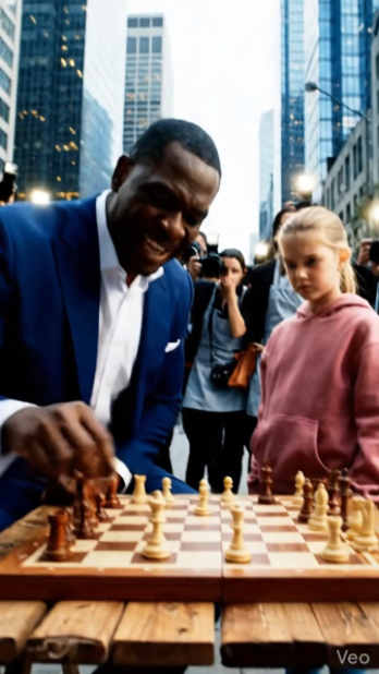 « 100 MILLIONS SI TU ME BATS AUX ÉCHECS ! » — sourit le milliardaire avec moquerie, convaincu qu’il divertirait encore le public aujourd’hui… Mais il fut choqué lorsque la petite fille de la femme de ménage s’assit avec assurance en face de lui et fit cela…