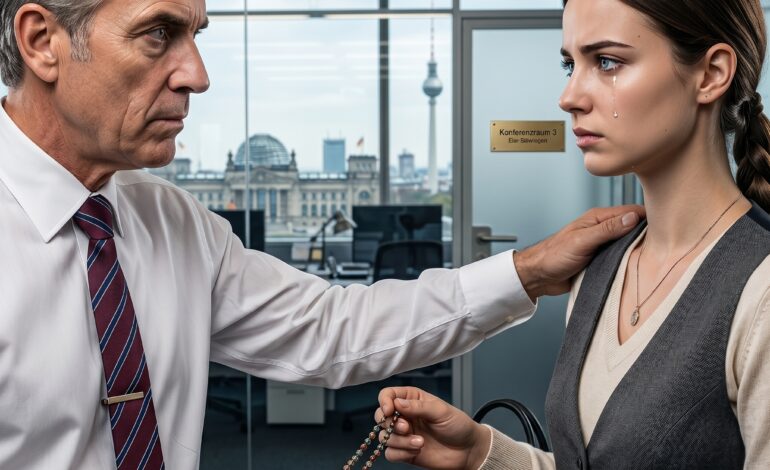 Eine junge Frau trug die alte Halskette ihrer Mutter zu einem Vorstellungsgespräch – doch als der mächtige Arbeitgeber das Schmuckstück sah, verstummte er vor Schock über ein längst verborgenes Geheimnis