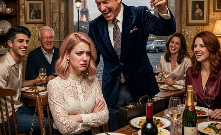 Au milieu du dessert, mon père se leva et leva son verre. Tout le monde le suivit. Il regarda autour de lui, sourit d’une voix dure et amusée, et dit : « Eh bien. À ma fille idiote. »