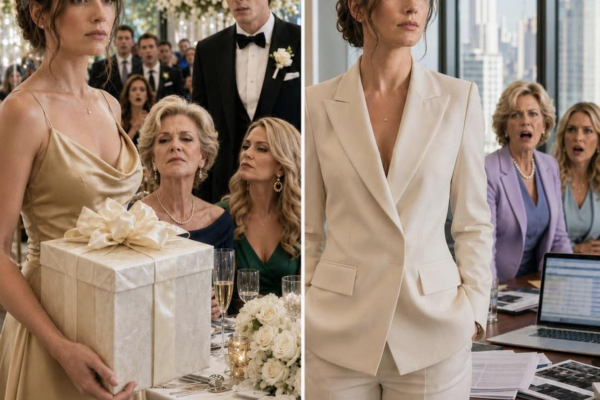 Als die geheimnisvolle Frau mit der weißen Geschenkbox mitten in der luxuriösesten Hochzeit des Jahres erschien und behauptete, sie habe ein Geschenk für die Braut, ahnte niemand, dass sich in dieser unscheinbaren Schachtel Beweise befanden, die eine perfekte Familie zerstören, eine geplante Ehe stoppen und die schockierende Wahrheit über Verrat, Lügen und eine verborgene Vergangenheit ans Licht bringen würden