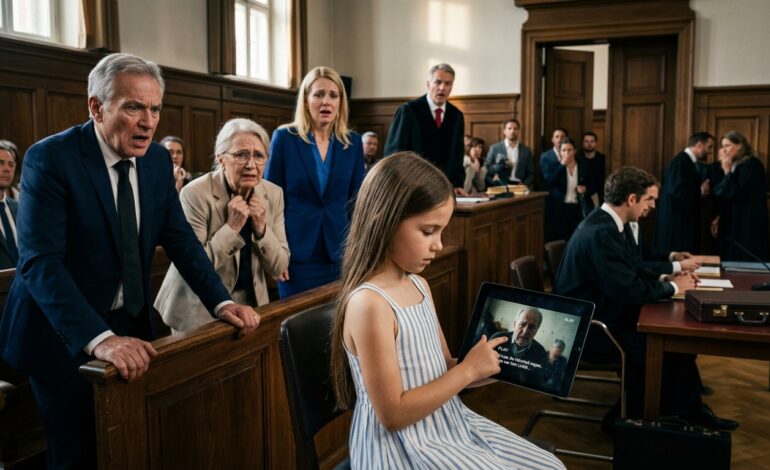 Bei meiner Scheidungsverhandlung fragte meine zwölfjährige Enkelin den Richter: „Darf ich Ihnen etwas zeigen, was meine Großmutter nicht weiß?“ Der Richter nickte. Als die Aufnahme abgespielt wurde, erbleichte mein Mann – und im ganzen Gerichtssaal herrschte Stille.
