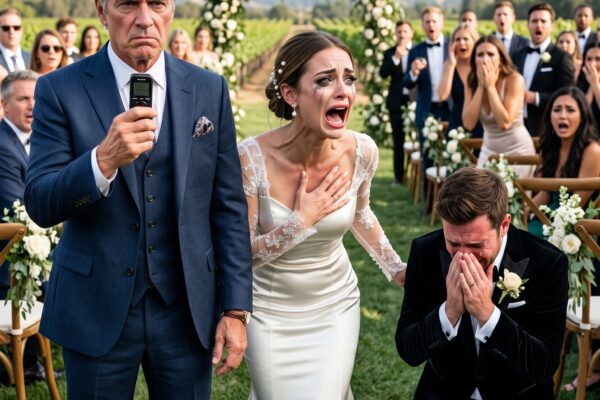 Als der Vater der Braut mitten in der Traumhochzeit vor hunderten Gästen eine alte Tonaufnahme abspielte, die niemand jemals hätte hören dürfen, verwandelte sich die romantische Zeremonie innerhalb weniger Sekunden in einen Albtraum aus Verrat, verborgenen Identitäten, zerstörten Versprechen und einer Wahrheit, die jahrelang sorgfältig vor allen verborgen worden war