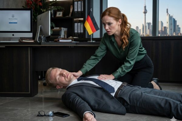 Ein Millionär tat so, als hätte er in seinem Büro das Bewusstsein verloren, um seine neue Sekretärin zu testen, doch als er hörte, wie sie leise am Telefon flüsterte, war er völlig schockiert über das, was er hörte 😱😨