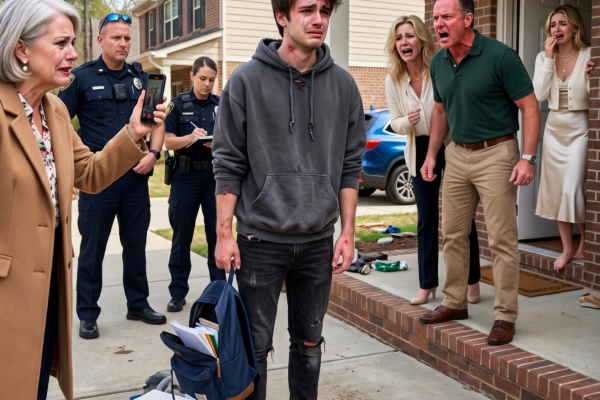Als Die Polizei Vor Der Haustür Stand, Ein Verletzter Junge Mit Seinem Schulrucksack Im Regen Weinte Und Seine Eigene Familie Ihn Vor Den Augen Der Nachbarn Verurteilte, Kam Eine Wahrheit Ans Licht, Die Das Ganze Viertel Erschütterte Und Niemand Jemals Vergessen Würde