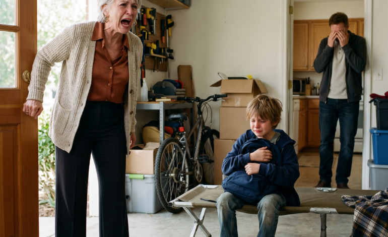 Als Meine Schwiegermutter Meinen Achtjährigen Enkel In Die Kalte Garage Verbannte, Während Sein Vater Weinend Zusammenbrach Und Die Familie Schwieg, Glaubte Niemand, Dass Ein Altes Geheimnis Noch In Derselben Nacht Alles Zerstören Und Die Wahrheit Für Immer Ans Licht Bringen Würde