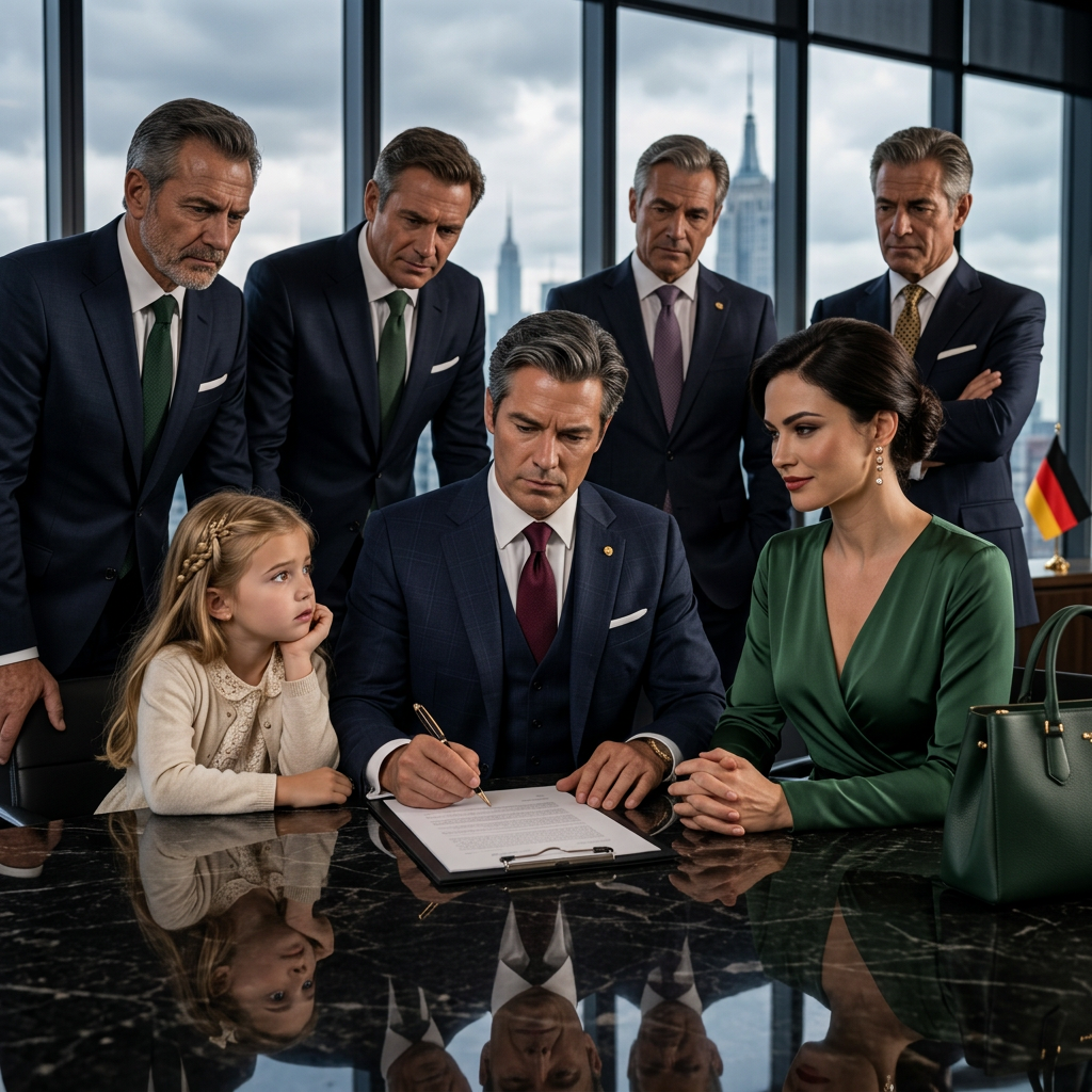 Der Vertrag lag bereits unterschriftsbereit auf dem Tisch, und alle Anwesenden drängten den Milliardär, keine weitere Zeit zu verlieren. Berater, Geschäftspartner und Investoren versicherten ihm, dass dies die Gelegenheit seines Lebens sei. Während die Erwachsenen selbstbewusst lächelten und auf seine Unterschrift warteten, bemerkte nur eine Person etwas Merkwürdiges: seine kleine Tochter. Sie beobachtete aufmerksam die Gesichter im Raum und erkannte in einem einzigen Blick etwas, das den anderen verborgen blieb. Plötzlich durchbrach ihre Stimme die gespannte Stille: „Papa, unterschreib nicht! Das ist eine Falle!“ Für einen Moment erstarrte der gesamte Raum. Was zunächst wie die unbegründete Angst eines Kindes wirkte, entpuppte sich schon bald als Warnung, die den Milliardär vor einem katastrophalen Fehler bewahrte. Wenige Minuten später kam eine Wahrheit ans Licht, die sein Vermögen, seinen Ruf und möglicherweise sein gesamtes Leben hätte zerstören können.