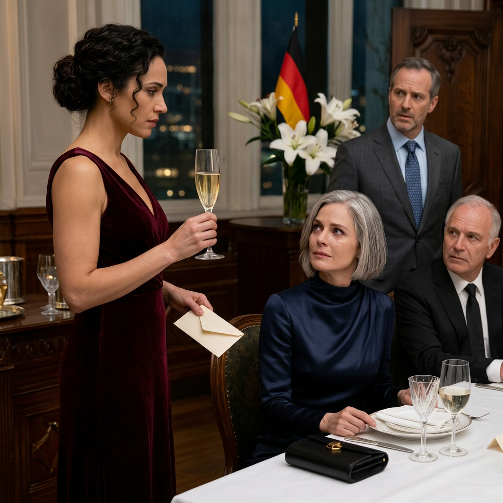 An meinem eigenen Geburtstagsessen verwandelte meine Schwester den eigentlich festlichen Abend in eine öffentliche Demütigung. Vor allen Gästen erklärte sie mit erschreckender Gelassenheit, dass sie schwanger sei – und ließ dabei keinen Zweifel daran, dass mein Ehemann der Vater des Kindes sein sollte. Während einige fassungslos waren und andere gespannt auf meine Reaktion warteten, glaubte sie fest daran, mich vor allen bloßstellen und brechen zu können. Doch statt in Tränen auszubrechen, hob ich ruhig mein Glas zum Toast, als würde ich ihr Spiel mitspielen. Dann griff ich zu den Laborergebnissen, die mein Mann erst im vergangenen Monat heimlich hatte anfertigen lassen. Ich öffnete den Umschlag vor allen Anwesenden – und in diesem Moment kippte die gesamte Stimmung im Raum. Plötzlich erkannte jeder die Wahrheit hinter ihren Worten, und das sorgfältig gesponnene Lügenkonstrukt begann vor allen Augen zusammenzubrechen.
