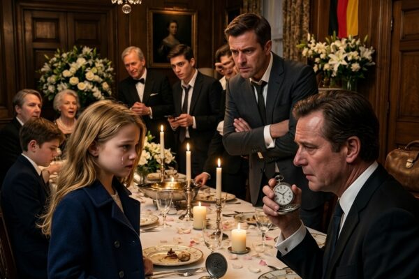 Während die reichsten und einflussreichsten Gäste beim luxuriösen 65. Geburtstagsdinner eines Milliardärs feierten, öffneten sich plötzlich die Türen des festlich geschmückten Saals. Ein kleines Mädchen in abgetragenen, zerlumpten Kleidern trat zögernd ein und zog sofort die verwunderten Blicke aller Anwesenden auf sich. Ohne Angst ging sie direkt auf den Tisch des Jubilars zu und legte eine alte Taschenuhr vor ihn. In dem Moment, als der Milliardär die Uhr erkannte, wich die Farbe aus seinem Gesicht. Was wie eine bedeutungslose Geste eines armen Kindes aussah, entpuppte sich als der Schlüssel zu einem lange verborgenen Geheimnis, das seine Familie, sein Vermögen und seine gesamte Vergangenheit für immer erschüttern sollte.