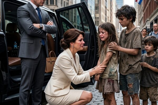 Een vermogende miljonair werd woedend toen ze vier kinderen betrapte die rond haar vrachtwagen stonden en deze aan het schoonmaken waren. Zonder hun verhaal te kennen, eiste ze dat ze onmiddellijk zouden worden weggestuurd. Maar net toen de situatie uit de hand dreigde te lopen, viel haar oog op een merkwaardig teken op de pols van het oudste meisje. Wat eerst een onbeduidend detail leek, bleek de sleutel te zijn tot een verborgen waarheid die jarenlang verborgen was gebleven. Binnen enkele ogenblikken veranderde haar woede in ongeloof, terwijl een schokkend geheim aan het licht kwam dat niet alleen haar eigen leven op zijn kop zette, maar ook de hele stad verbijsterd en sprakeloos achterliet.