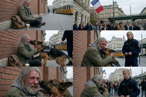 Le chien policier n’arrêtait pas d’aboyer sur un sans-abri dans une rue bondée de Chicago — « Contrôlez votre K9 ou passez », se plaignait quelqu’un, mais au moment où la laisse a glissé et que le chien s’est précipité vers lui, ce qui s’est passé ensuite a figé tout le monde dans le silence
