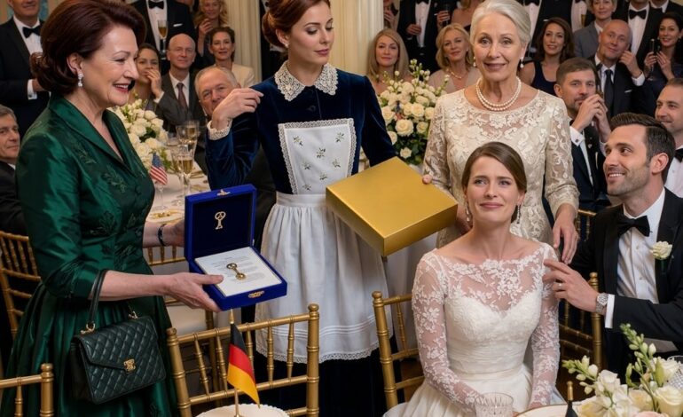 Am Hochzeitstag meiner Tochter schenkte ihre Schwiegermutter ihr vor allen eine Dienstmädchenuniform, und mein Schwiegersohn lächelte, als wäre es lustig… Also stand ich auf, reichte meiner Tochter mein Geschenk und sah zu, wie seine Familie verstummte, als sie las, was darin stand
